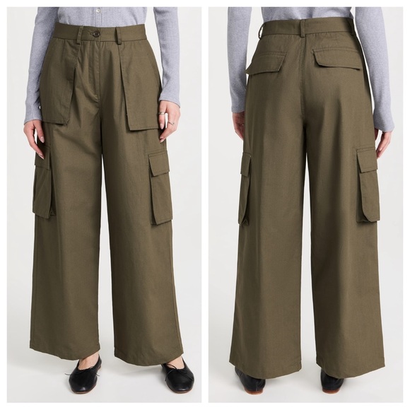 Moon River Pants - MOON RIVER Cotton Olive Cargo Pants